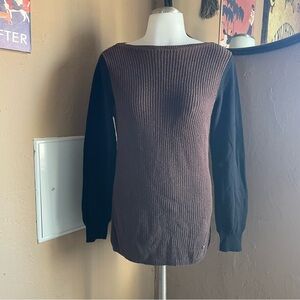 Lauren Ralph Lauren women's brown pullover sweater black sleeves size petite Med